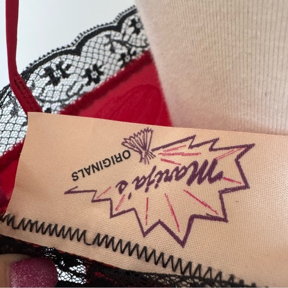 Y2K Red Rose Lace Camisole | Vintage Satin Tank Top | Fairycore Lingerie Style - Picture 6 of 6